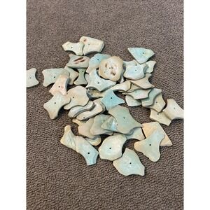 Huge Lot Of Aqua Blue Tan Multi Shape Beads For Necklace Bracelet Making (TD)